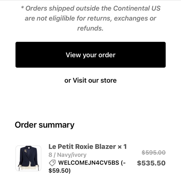 Cinq à Sept Le Petit Roxie Blazer - Midnight Blue Blazer w/Ivory Lace - Size 8 - Picture 6 of 6